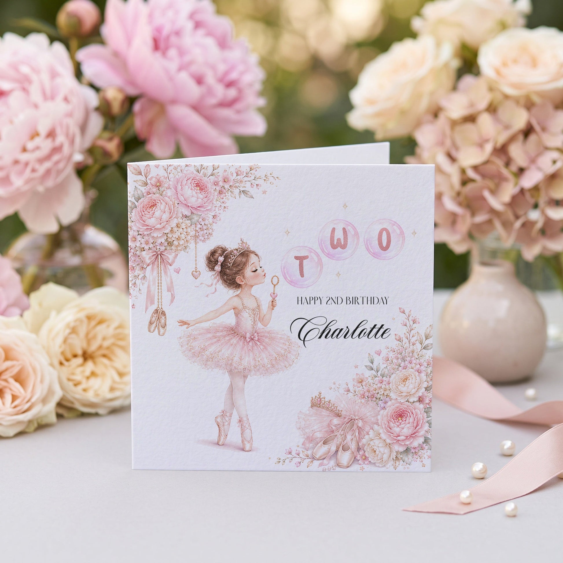 2nd Birthday Ballerina Tutu Card, Personalized Girl - Pretty Gifted
