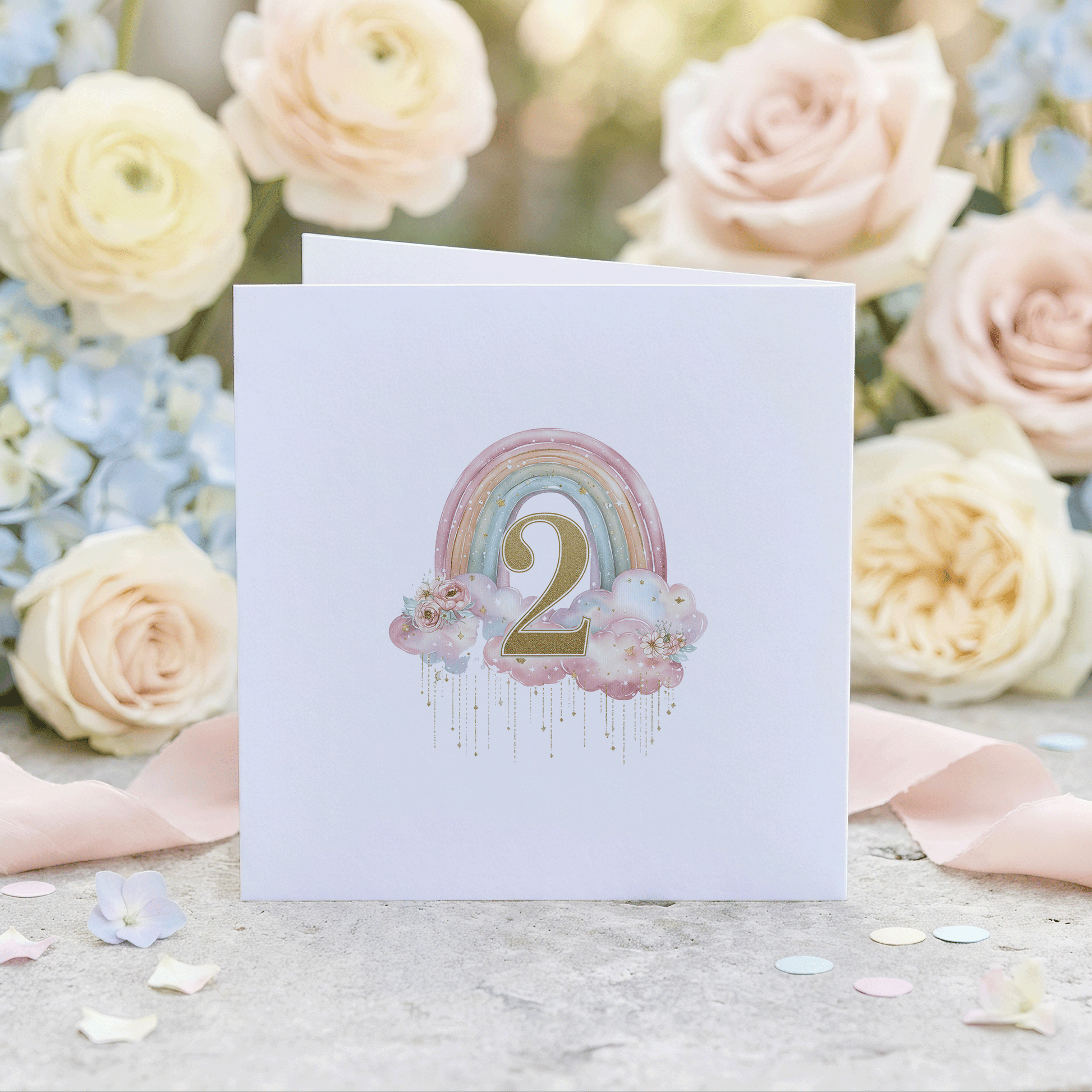 2nd Birthday Card for Niece – Personalized Rainbow Birthday Card - Pretty Gifted