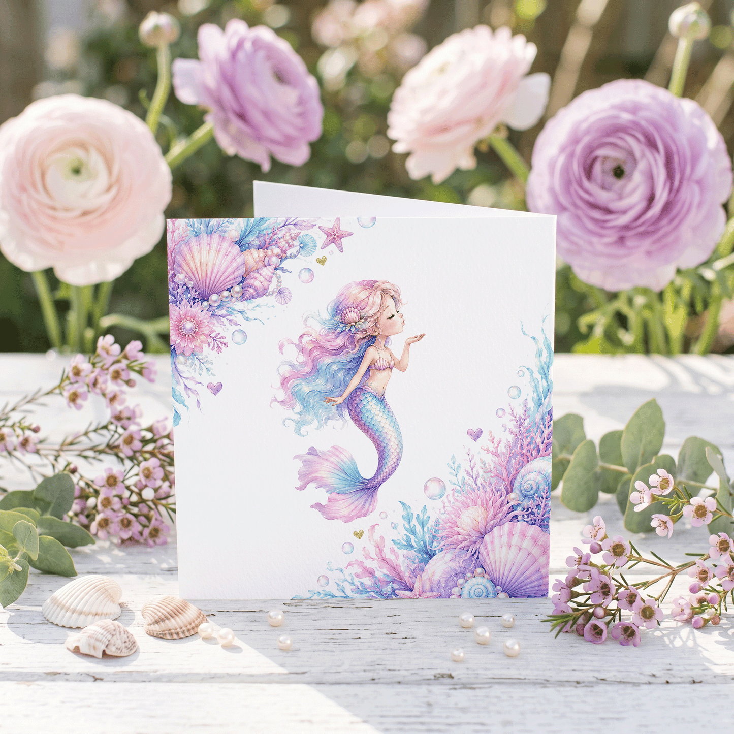 Mermaid First Birthday Card for Girl | Personalized 1st Birthday Name Gift
