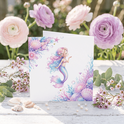 Mermaid First Birthday Card for Girl | Personalized 1st Birthday Name Gift
