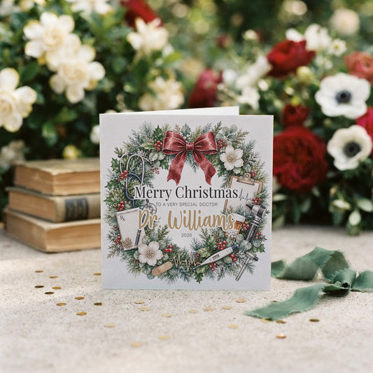 Doctor Christmas Card, Personalized MD Keepsake Gift