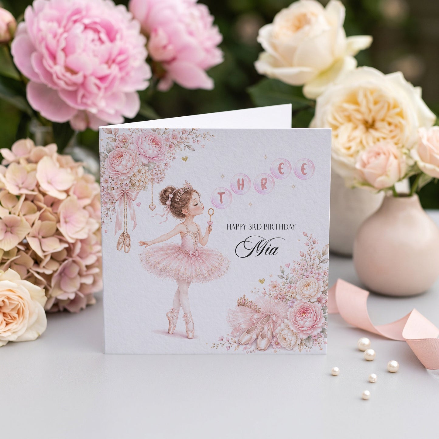3rd Birthday Ballet Princess Card, Personalized Girl - Pretty Gifted