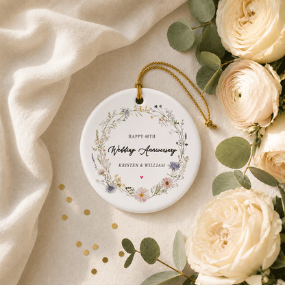 40th Wedding Anniversary Ornament Personalized Ruby Wedding Gift for Couples - Pretty Gifted