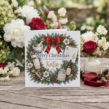 Pharmacist Christmas Card, Personalized RX Gift