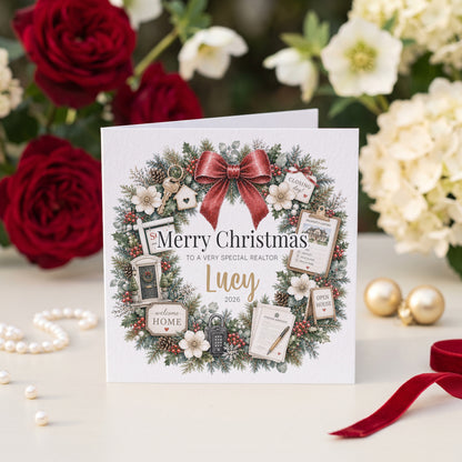 Realtor Christmas Card, Personalized Real Estate Gift