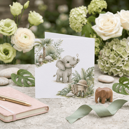 Personalized Safari 1st Birthday Card – Elephant One Birthday Design