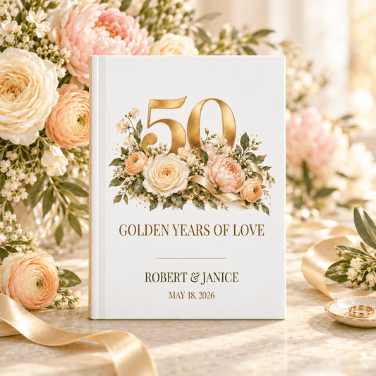 50th Anniversary Journal with Personalized Floral Cover - Pretty Gifted