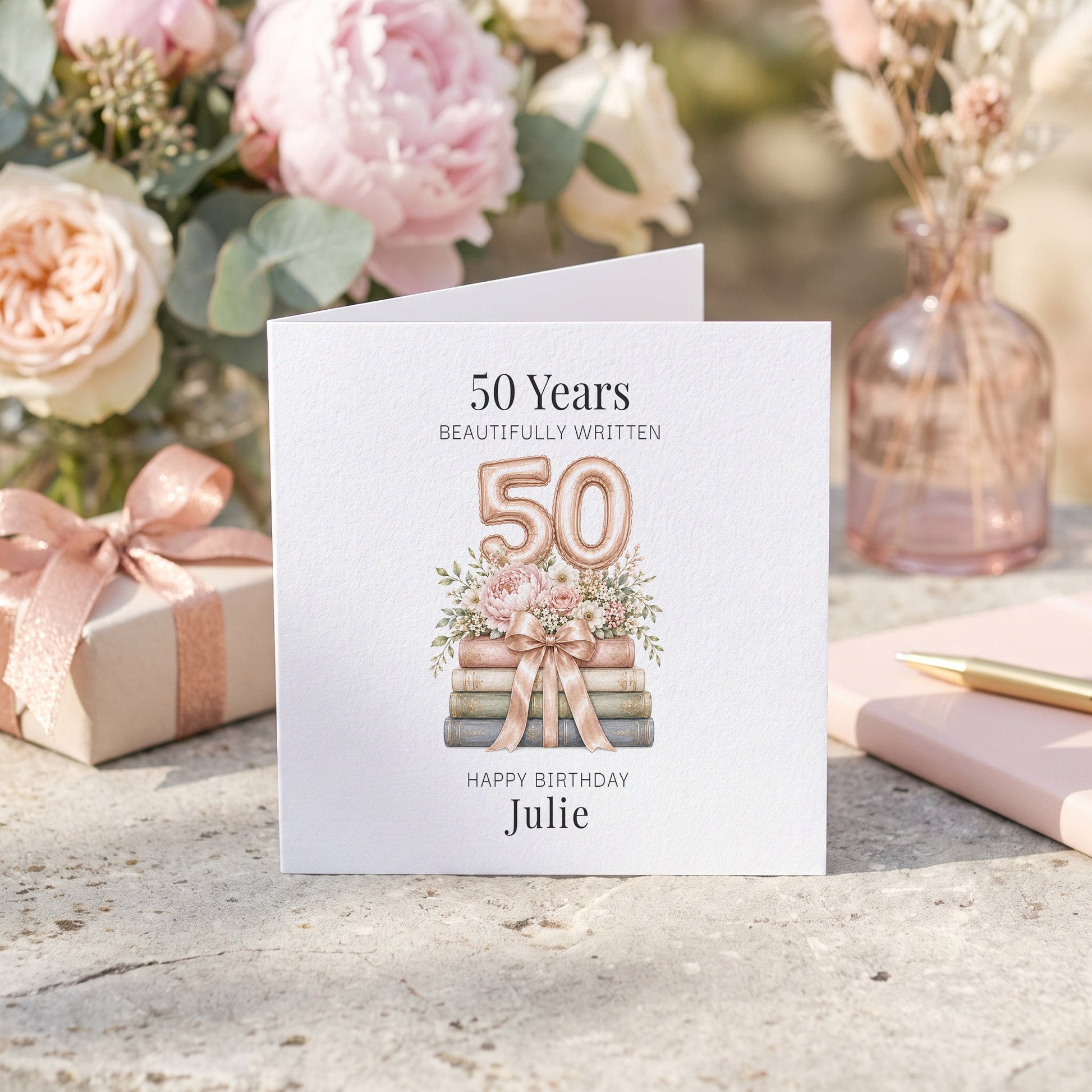 50th Birthday Card for Her | Personalized Book Lover Gift - Pretty Gifted