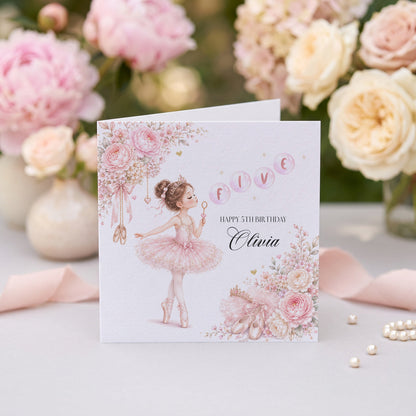 5th Birthday Ballet Tutu Card, Personalized for Girl - Pretty Gifted