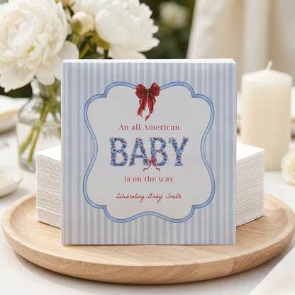 Preppy Patriotic Baby Shower Napkins, Fourth of July Baby