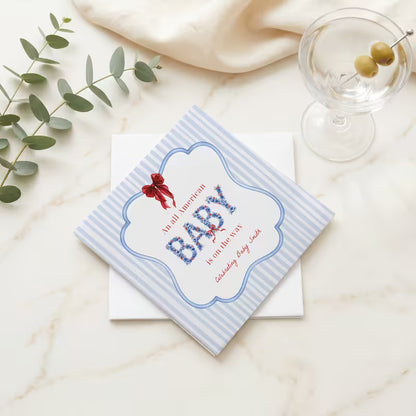 Preppy Patriotic Baby Shower Napkins, Fourth of July Baby