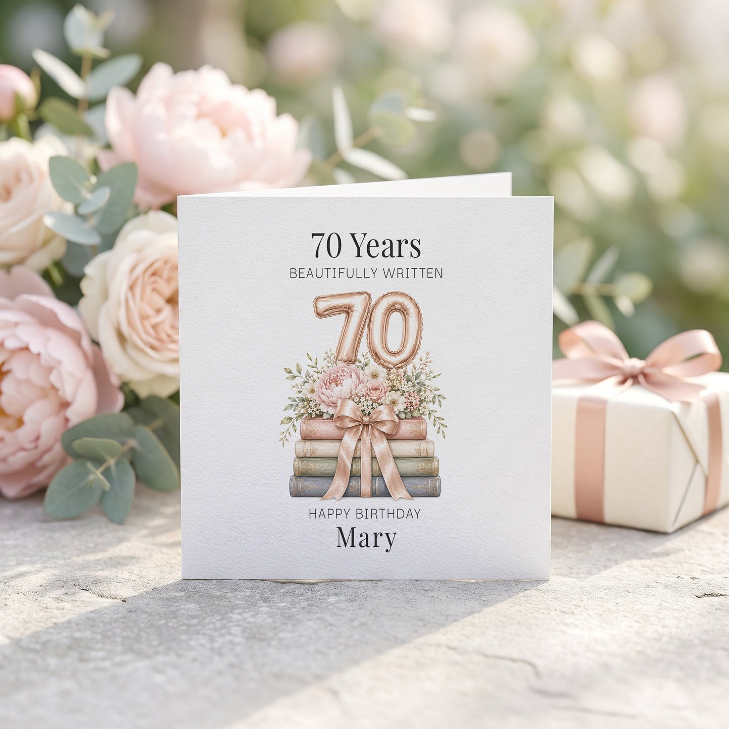 70th Birthday Card for Friend | Personalized Book Lover Gift - Pretty Gifted