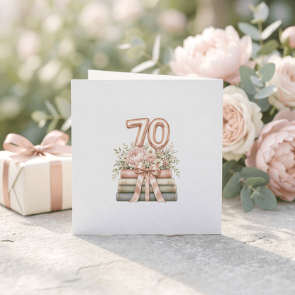 70th Birthday Card for Friend | Personalized Book Lover Gift - Pretty Gifted
