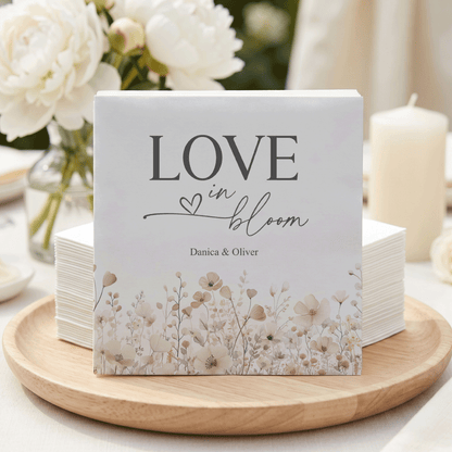Neutral Boho Wedding Napkins, Love in Bloom, Personalized