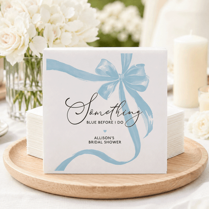 Something Blue Bridal Shower Napkins – Before I Do Personalized Bow Design