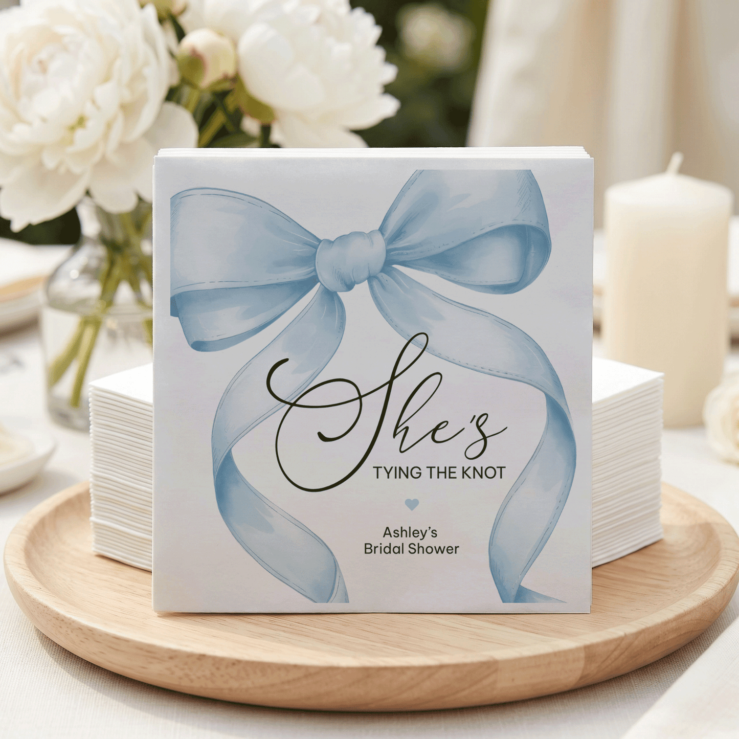 Powder Blue Bow She’s Tying the Knot Bridal Shower Napkins