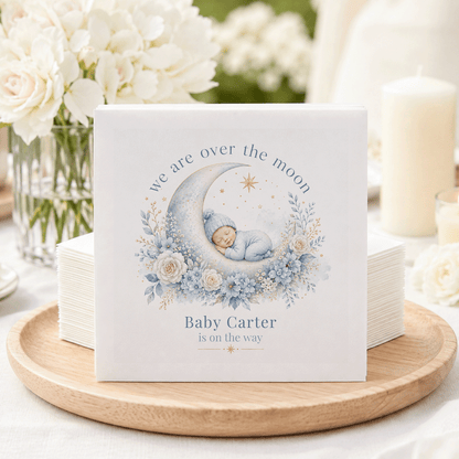 Over the Moon Baby Shower Napkins with Custom Name