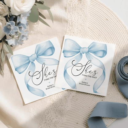 Powder Blue Bow She’s Tying the Knot Bridal Shower Napkins