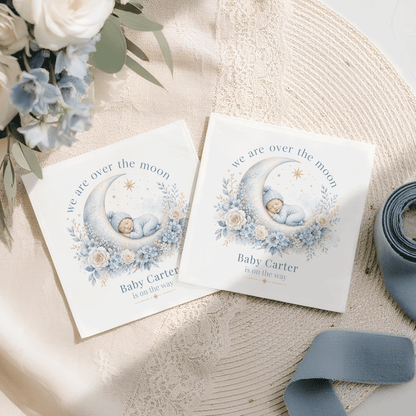 Over the Moon Baby Shower Napkins with Custom Name