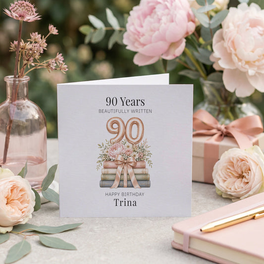 90th Birthday Card for Her | Personalized Book Lover Gift - Pretty Gifted