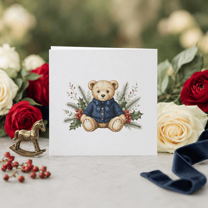 Great Nephew First Christmas Card, Heirloom Teddy