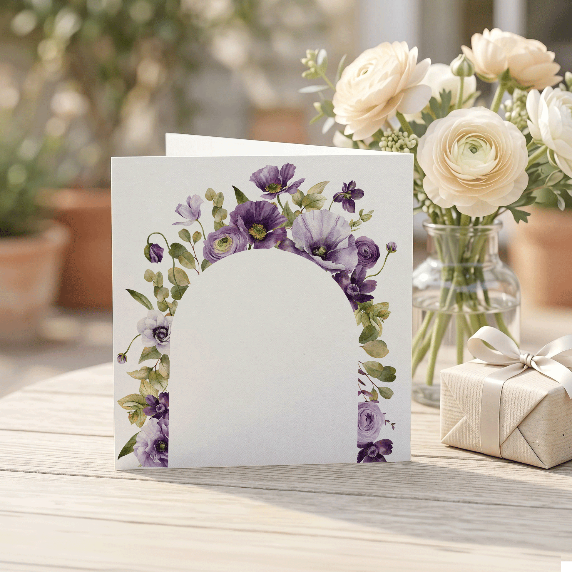 95 and Fabulous Birthday Card, Purple Floral, Personalized - Pretty Gifted