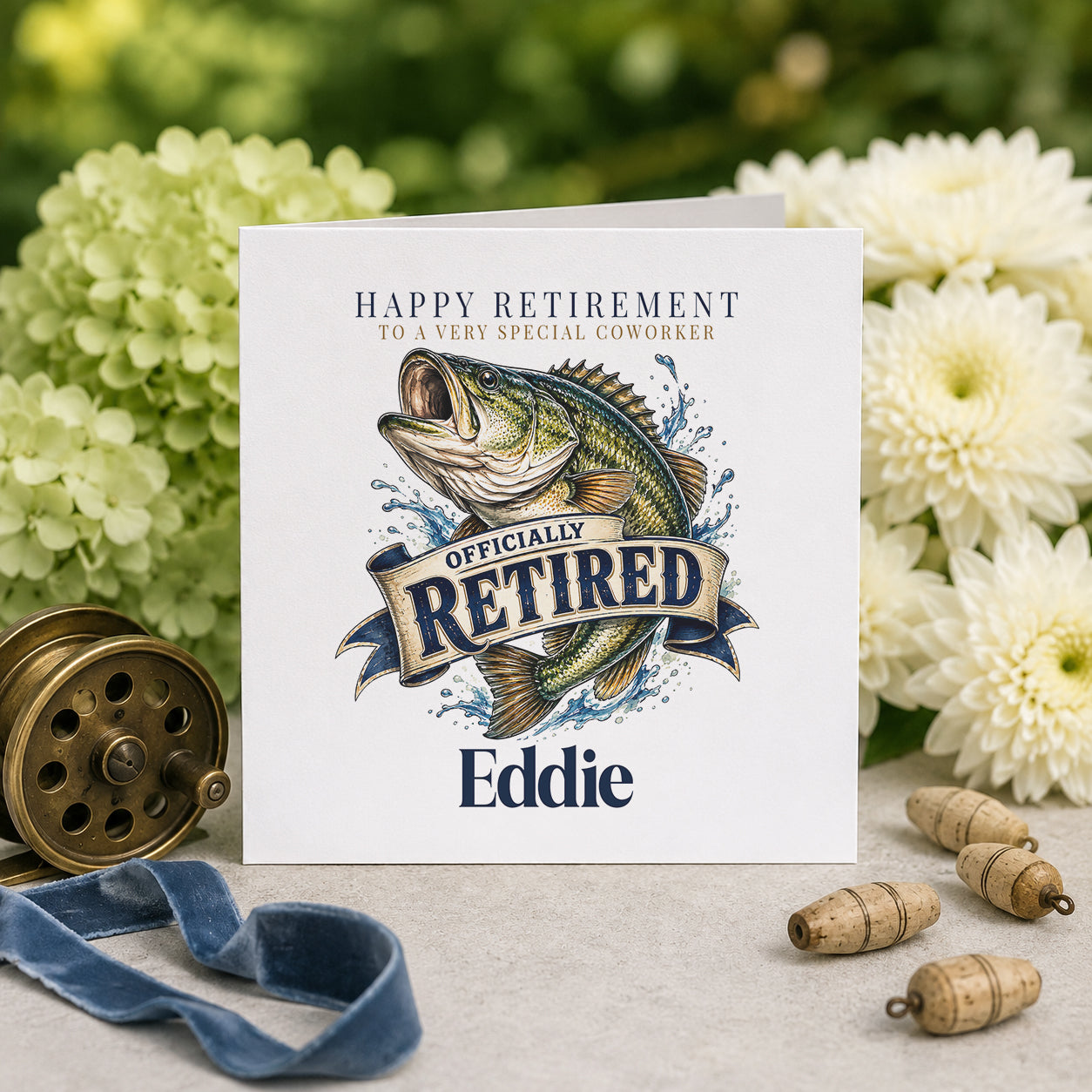 Personalized Fishing Retirement Card for Colleague