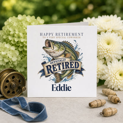 Personalized Fishing Retirement Card for Colleague