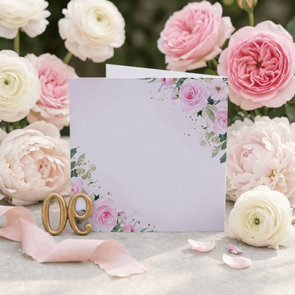 95th Birthday Card for Her – Personalized Pink and Gold Floral Card - Pretty Gifted