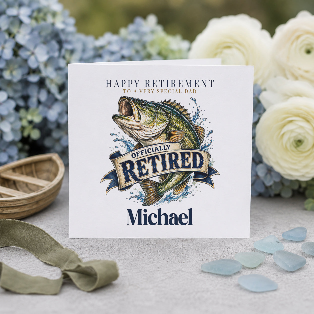 Personalized Fishing Retirement Card for Dad