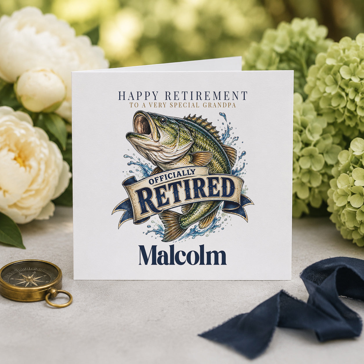 Personalized Fishing Retirement Card for Grandpa