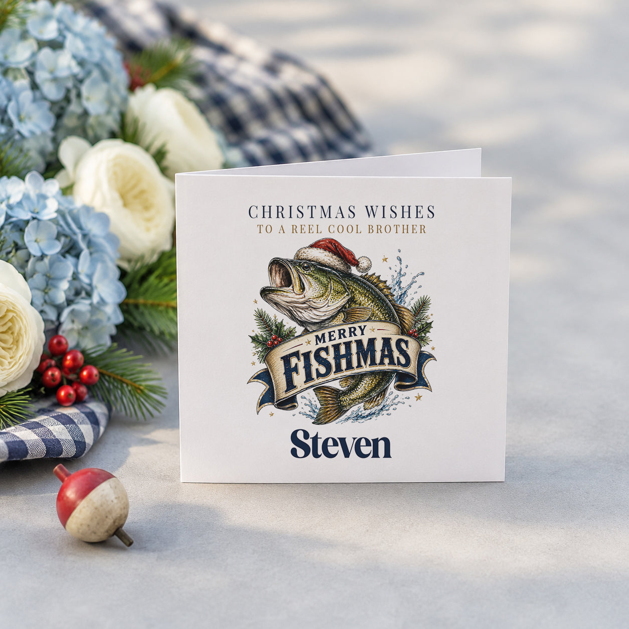 Personalized Fishing Christmas Card for Brother