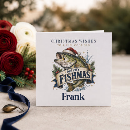 Personalized Fishing Christmas Card for Dad