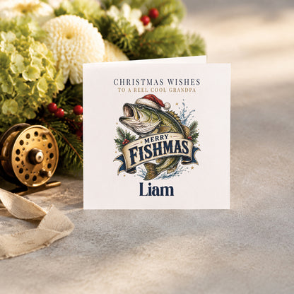Personalized Fishing Christmas Card for Grandpa