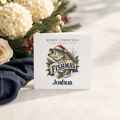 Personalized Fishing Christmas Card for Husband or Boyfriend