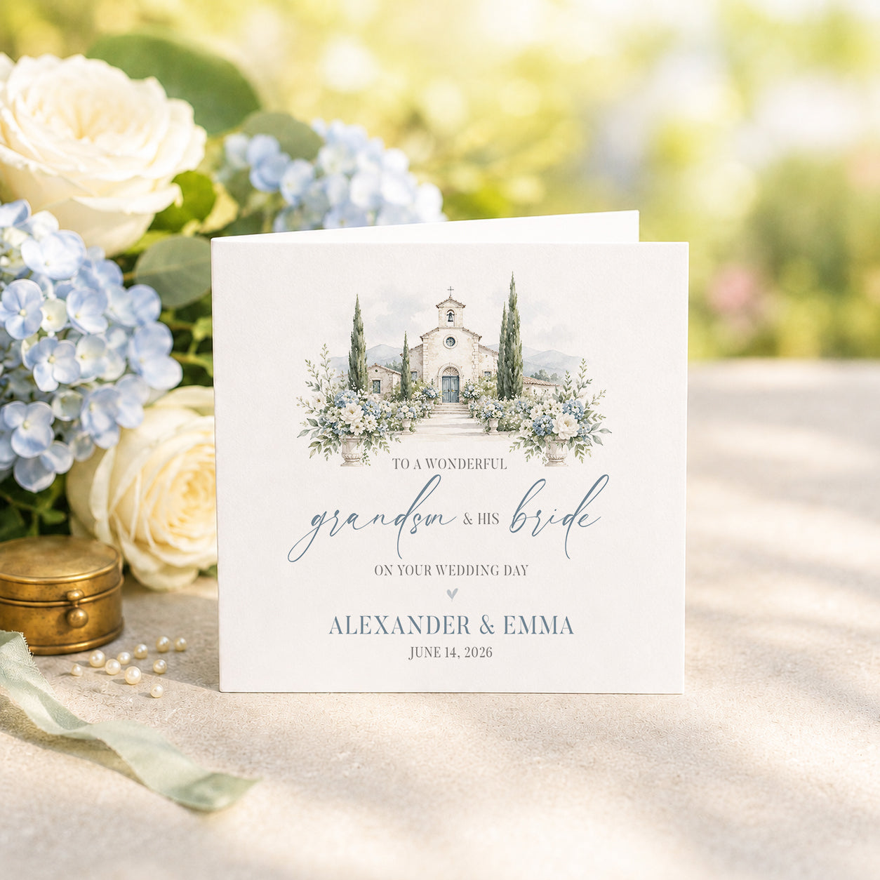 Personalized Grandson and Bride Wedding Card