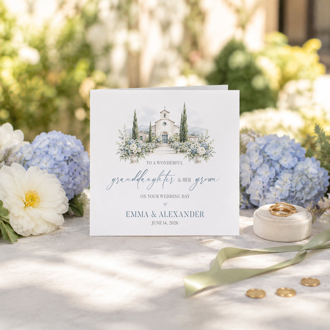 Personalized Granddaughter and Groom Wedding Card