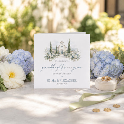 Personalized Granddaughter and Groom Wedding Card