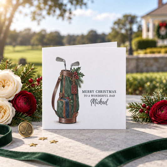 A Wonderful Dad · Personalized Golf Christmas Card