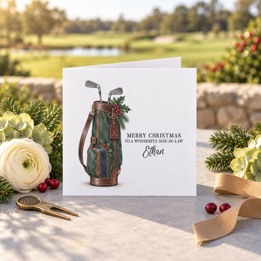 Christmas Golf Greeting for a Wonderful Son-in-Law