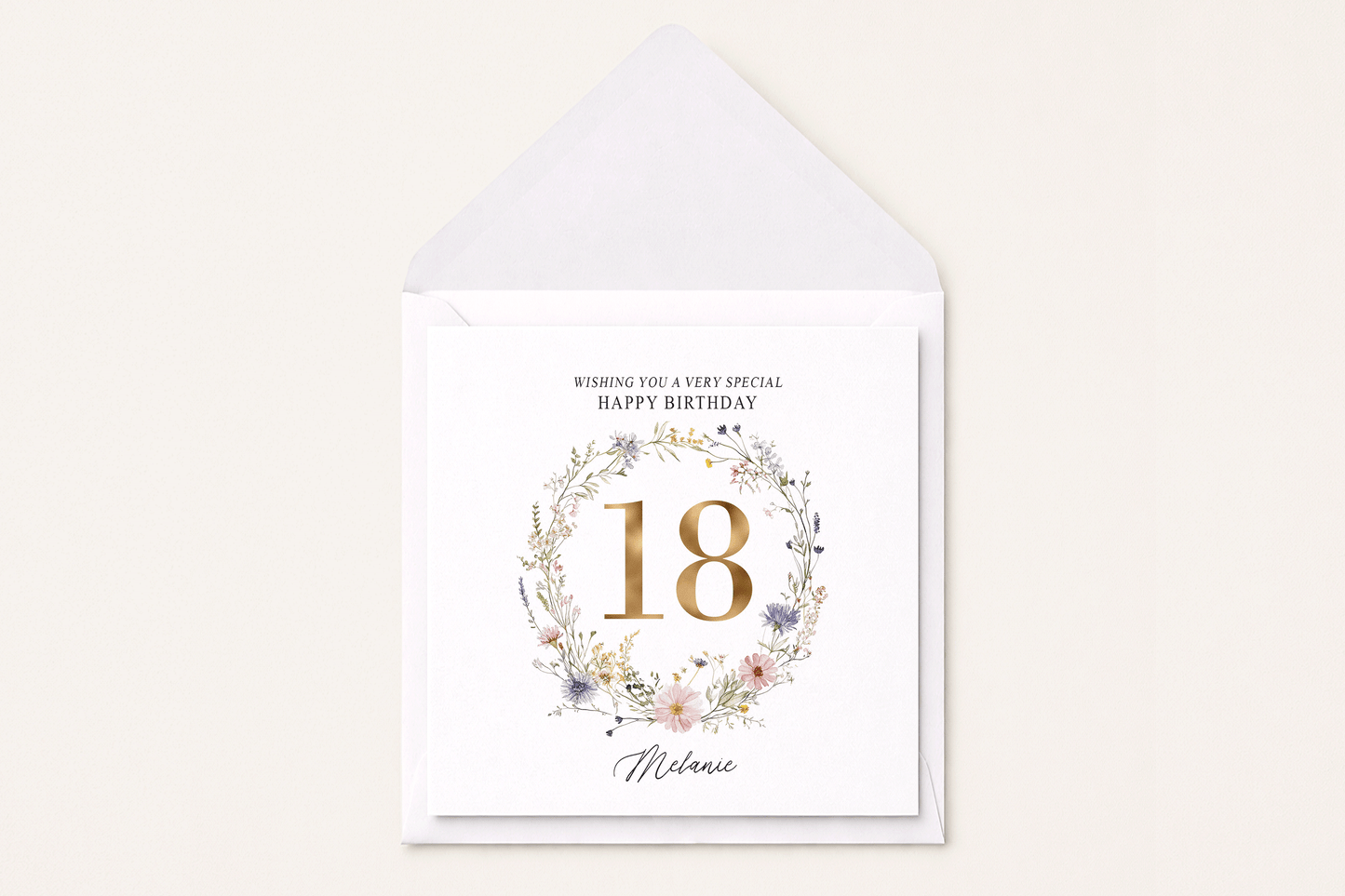 Gold Age Personalized Wildflower Birthday Card - Pretty Gifted