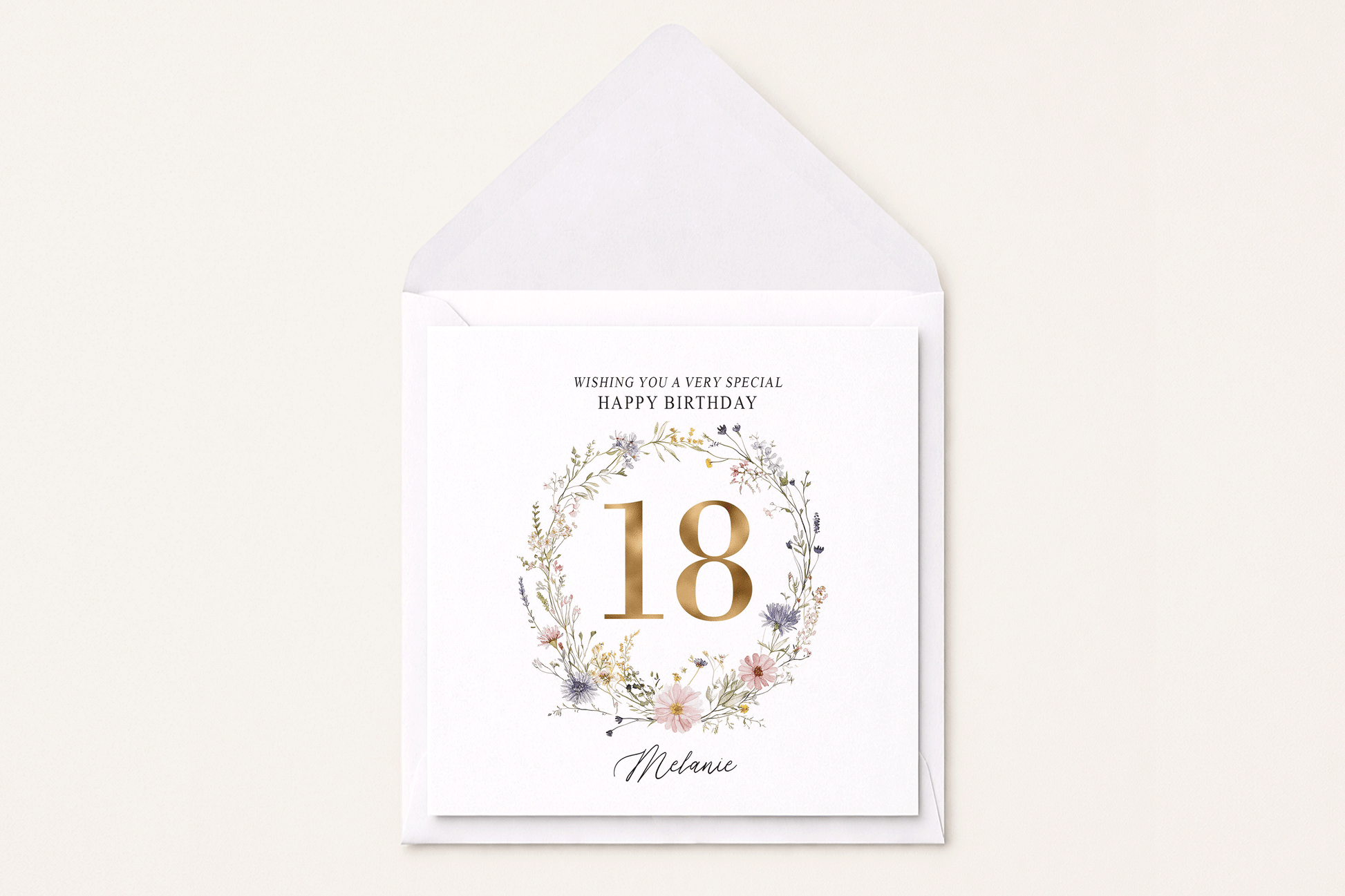 Gold Age Personalized Wildflower Birthday Card - Pretty Gifted