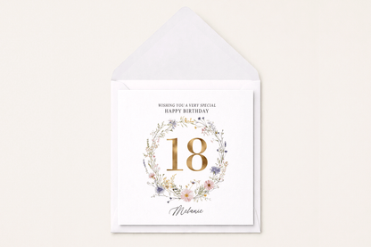 Gold Age Personalized Wildflower Birthday Card - Pretty Gifted
