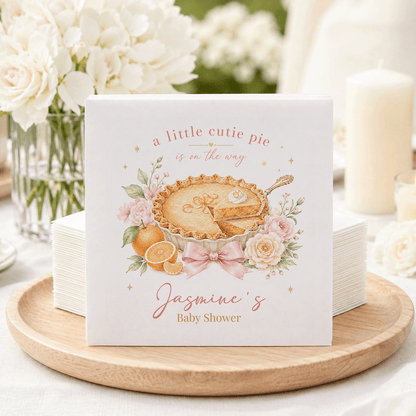 A Little Cutie Pie Is On The Way Napkins, Pink Peony - Pretty Gifted