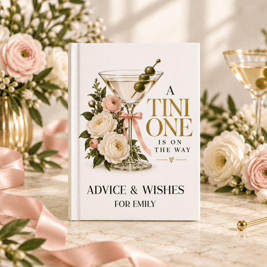 A Tini One Baby Shower Guest Book, Floral Martini Design - Pretty Gifted