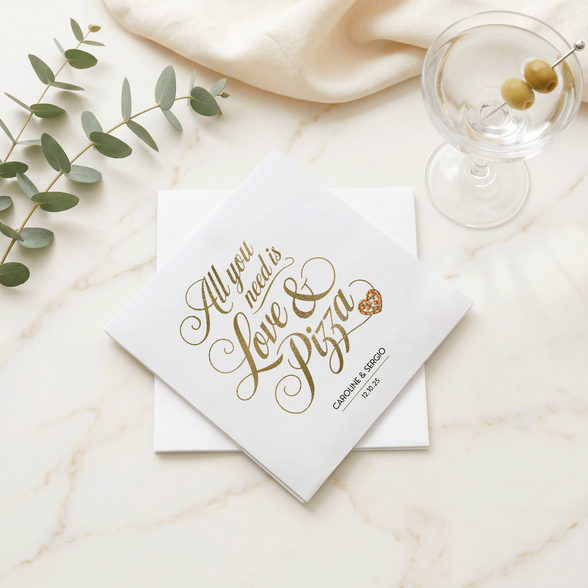 All You Need Is Love and Pizza Wedding Napkins - Pretty Gifted