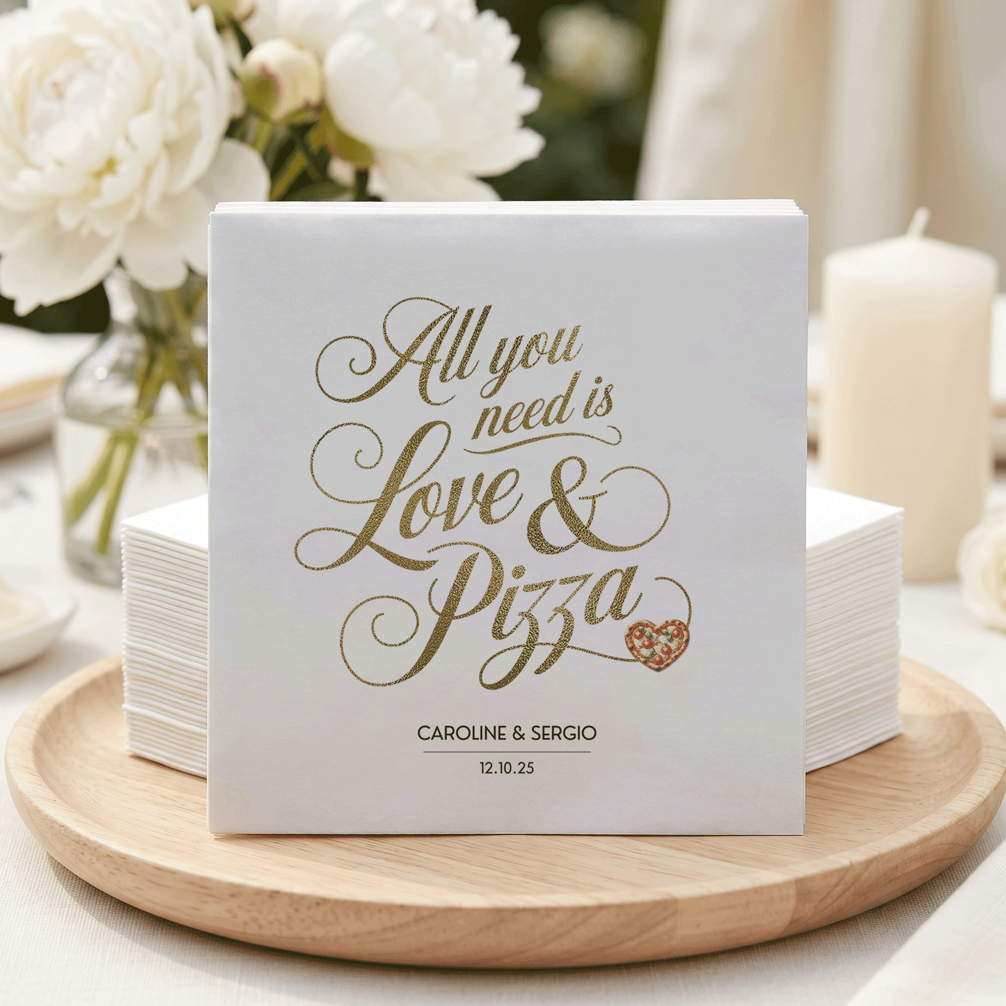 All You Need Is Love and Pizza Wedding Napkins - Pretty Gifted