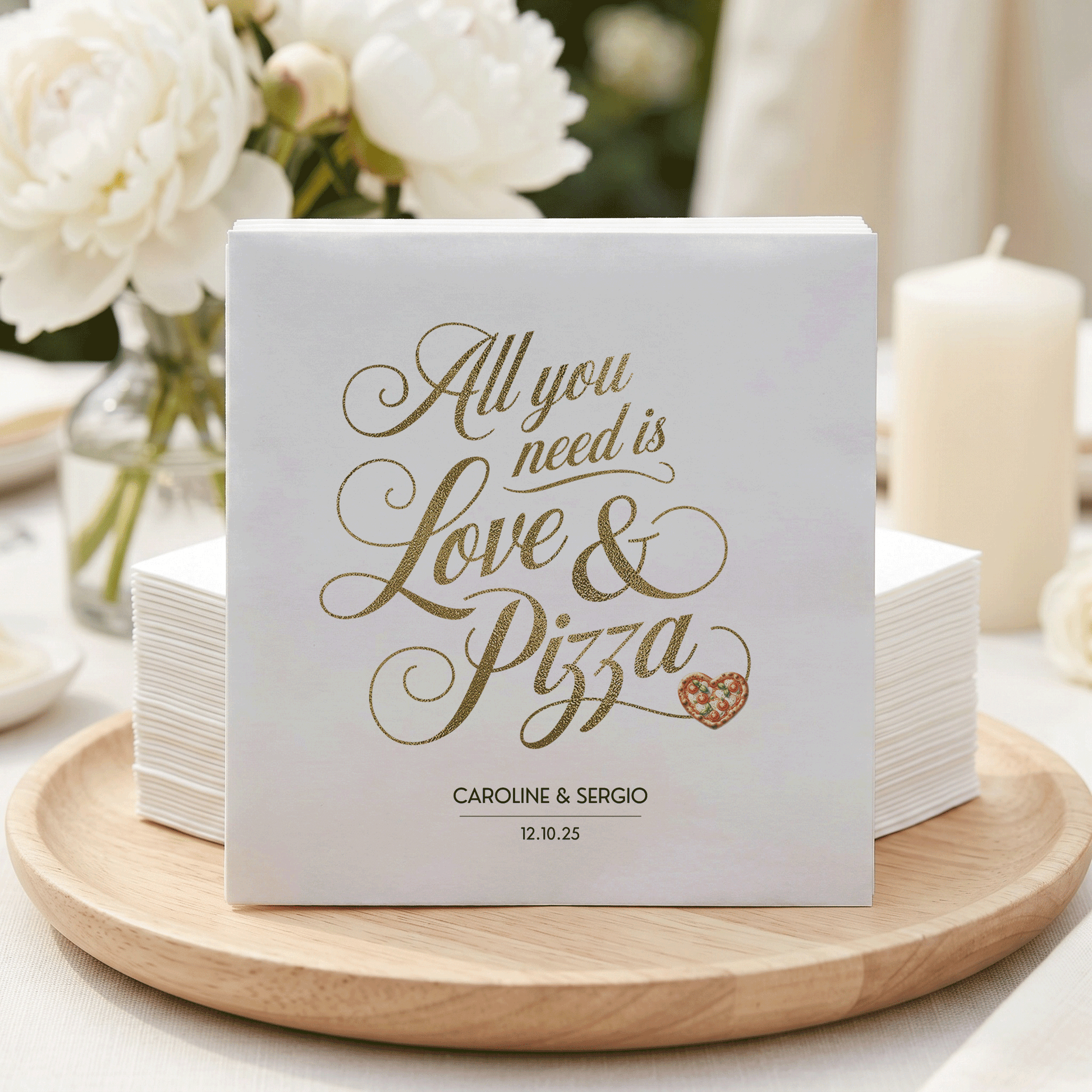 All You Need Is Love and Pizza Wedding Napkins - Pretty Gifted