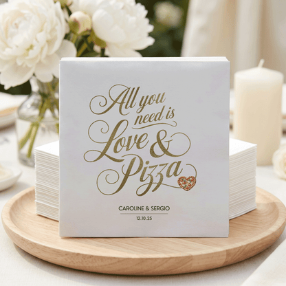 All You Need Is Love and Pizza Wedding Napkins - Pretty Gifted
