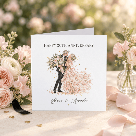 Anniversary Card for a Couple, Whimsical Floral Design - Pretty Gifted